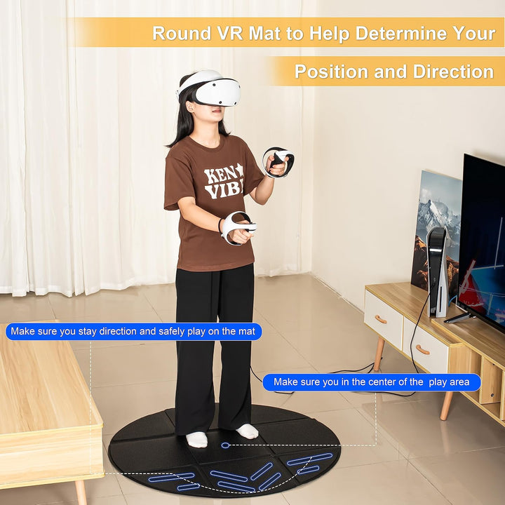 DEVASO Faltbare VR Matte for Meta Quest 3, Runde Anti Ermüdungs Matte, rutschfeste und Bequeme Boden