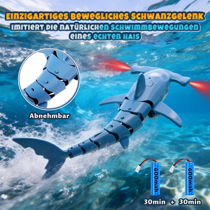 Ferngesteuerter Hai mit Tauchfunktion, 2.4GHz RC Hai mit LED-Licht, Unterwasser-Hai Spielzeug für Po