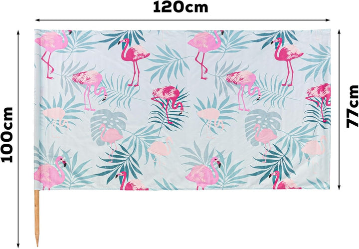 Strandzaun Wandschirm Sichtschutz, Strand Abdeckung 6 Meter H 100 cm bei Flamingos, aus Polyester un