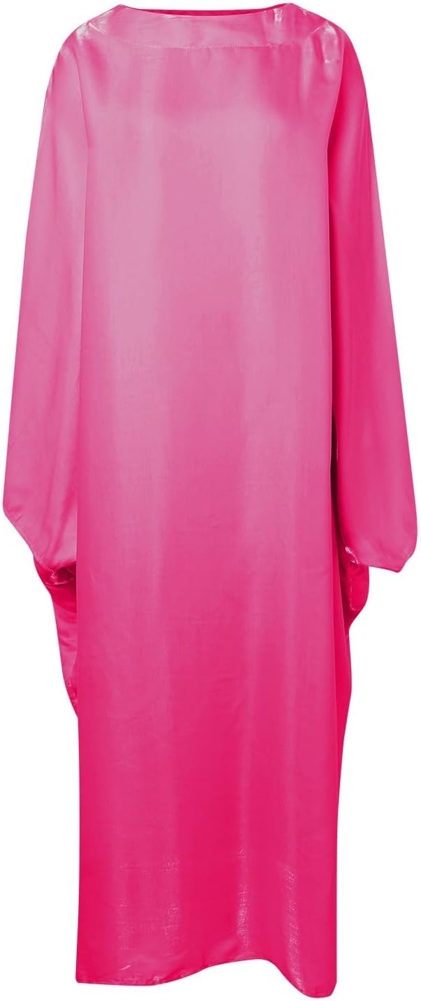 Generisch Neon Damen Batwing Ärmel Satin Abaya Islam Muslim Maxi Kleid Kaftan Kaftan Damen Rot Einhe