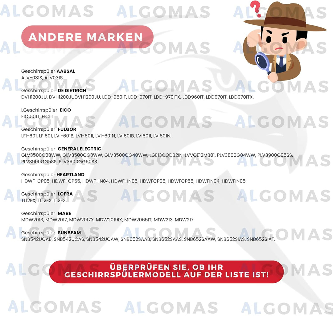 ALGOMAS© 2 Stück Geschirrspüler-Türscharniere passend für Fagor, Edesa, General Electric, Aspes, Bra