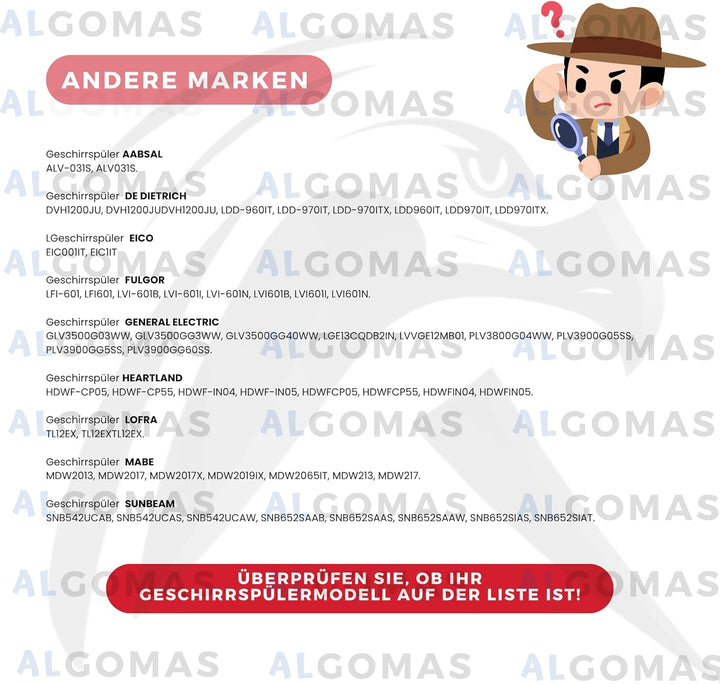 ALGOMAS© 2 Stück Geschirrspüler-Türscharniere passend für Fagor, Edesa, General Electric, Aspes, Bra