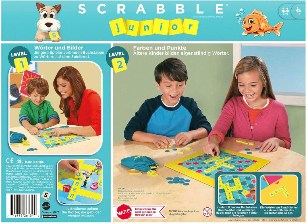 Mattel Games Scrabble Junior Wörterspiel und Kinderspiel, Kinderspiele Brettspiele geeignet für 2 -