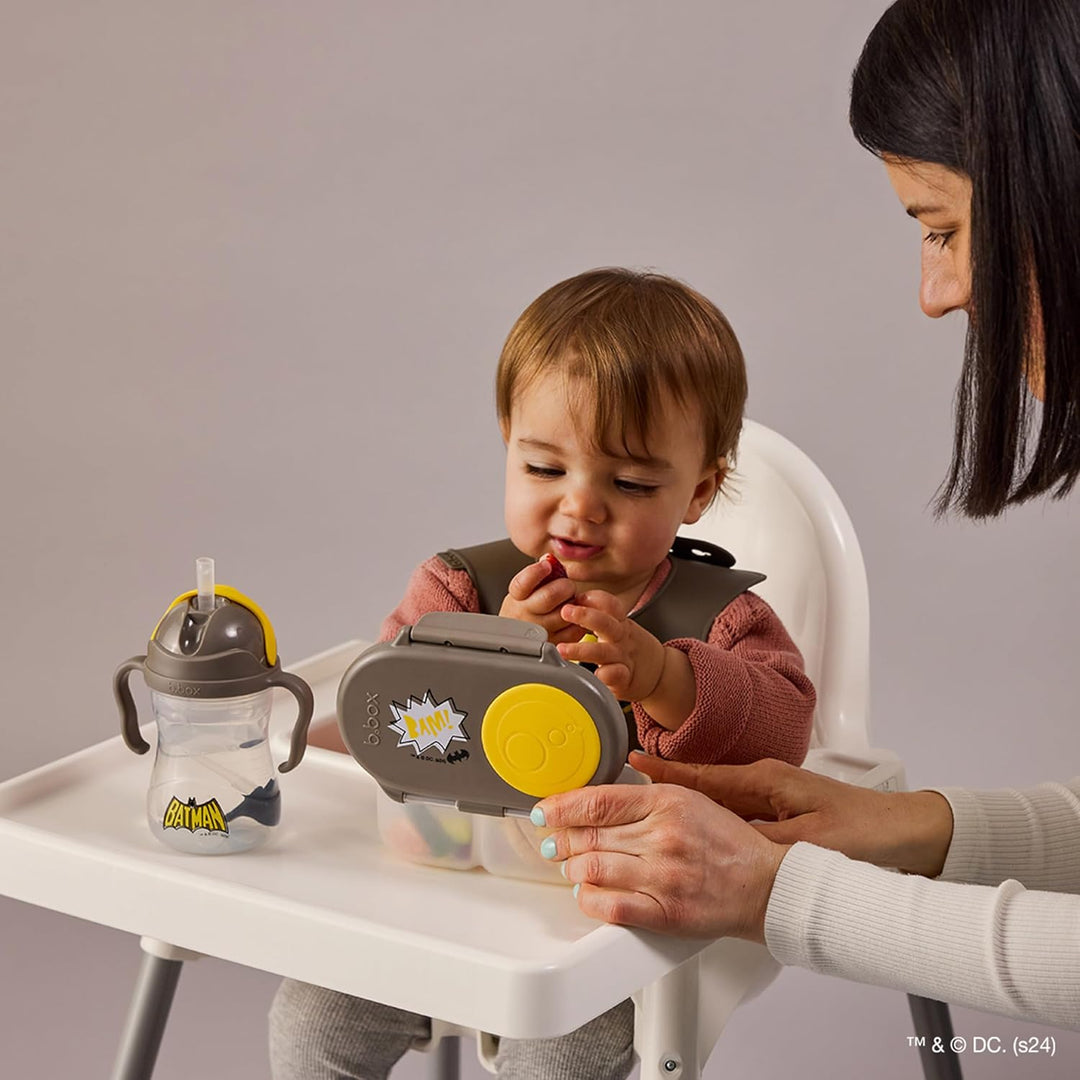 b.box Batman Snackbox | Mini Bento-Brotdose mit 2 auslaufsicheren Fächern | Ideal für Kleinkinder, K