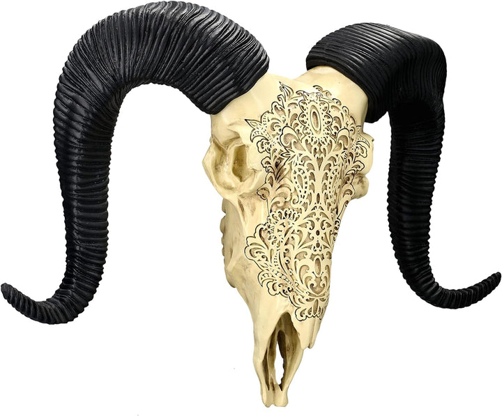 Pacific Giftware Wandrelief Widderschädel gross 49 cm | Western Deko Totenschädel Wand Trophäe Stier