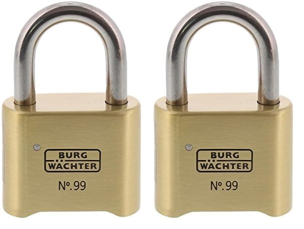 Burg Wächter Vorhängeschloss, Rostfrei, mit Zahlenschloss, 7,9 mm Bügelstärke, Massiver Messingkörpe