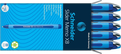Schneider 150203 Slider Memo XB Kugelschreiber (mit Kappe, Strichstärke: XB) 10er Pack, blau, blau