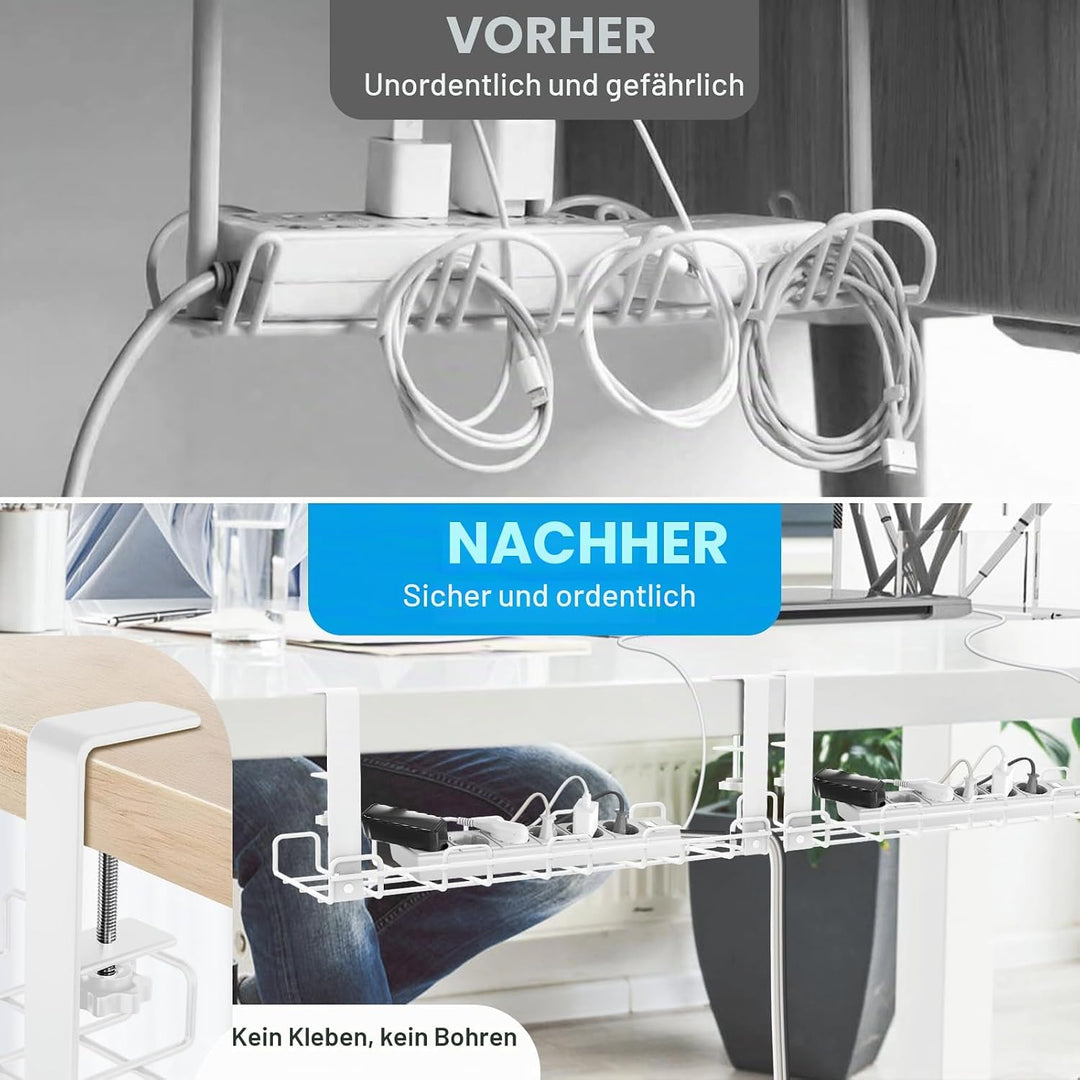 Lannvan Kabelkanal Schreibtisch Ohne Bohren - 2er Set Kabelmanagement Schreibtisch Aus Stahl - Inkl.