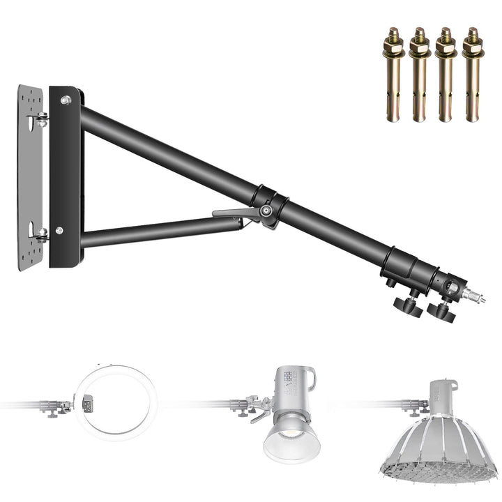 NEEWER Wandmontage Boom Arm mit Dreieck Basis für Fotografie Studio Video Stroboskop Licht Monolight