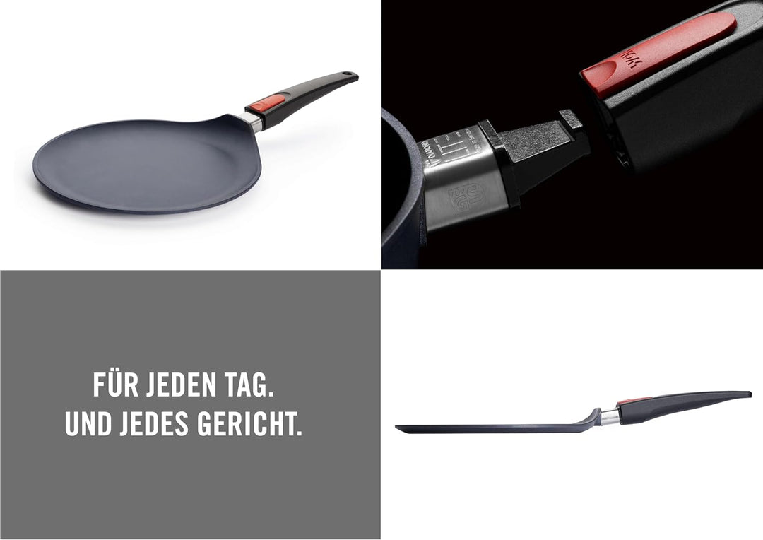 Woll Diamond Lite Crêpepfanne - Induktiv -, Ø 26 cm, mit abnehmbarem Stiel - Geeignet für alle Herda