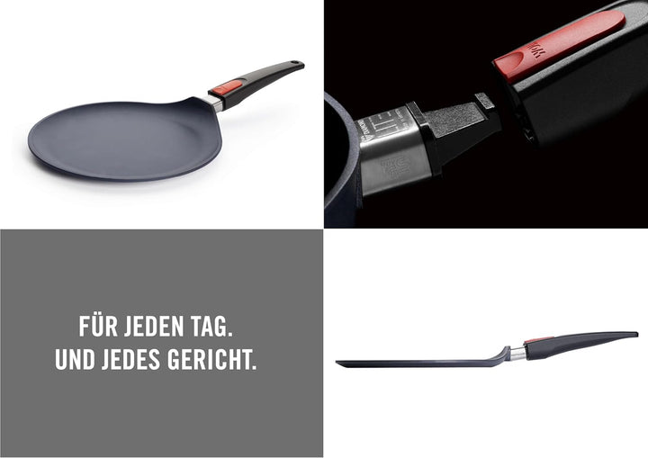 Woll Diamond Lite Crêpepfanne - Induktiv -, Ø 26 cm, mit abnehmbarem Stiel - Geeignet für alle Herda