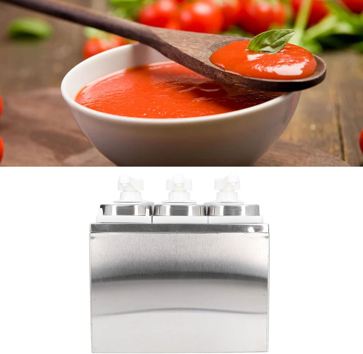 IUSOT Gewürzpumpenspender, 1L Saucenspender aus Edelstahl, Saucenpumpenspender Quetschflaschen Sirup