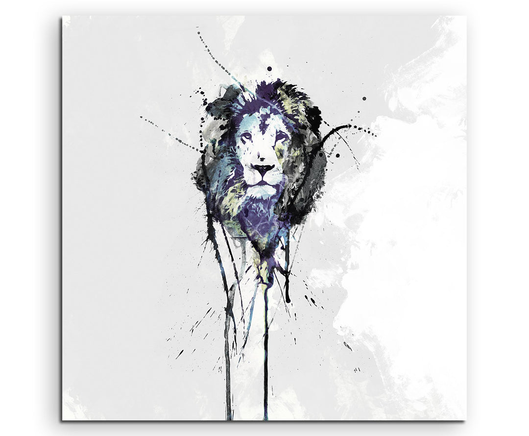 Paul Sinus Art Leon 60x60cm Keilrahmenbild Kunstbild Aquarell Art Wandbild auf Leinwand fertig gerah