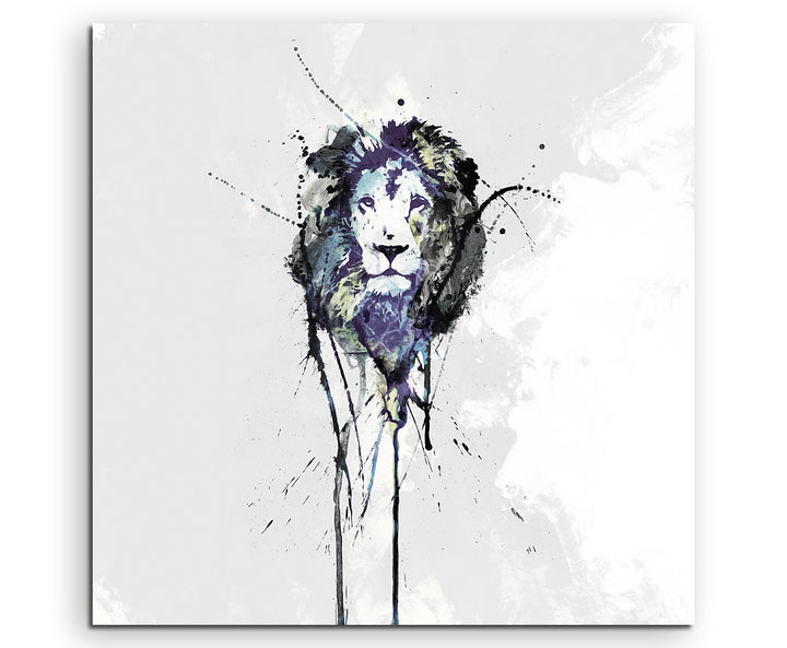 Paul Sinus Art Leon 60x60cm Keilrahmenbild Kunstbild Aquarell Art Wandbild auf Leinwand fertig gerah