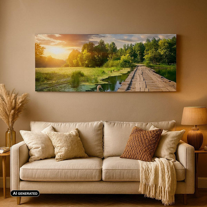 Wandbilder Dekoration Wohnzimmer Architektur Promenade Schwan Landschaft Bilder auf Leinwand 120x50c