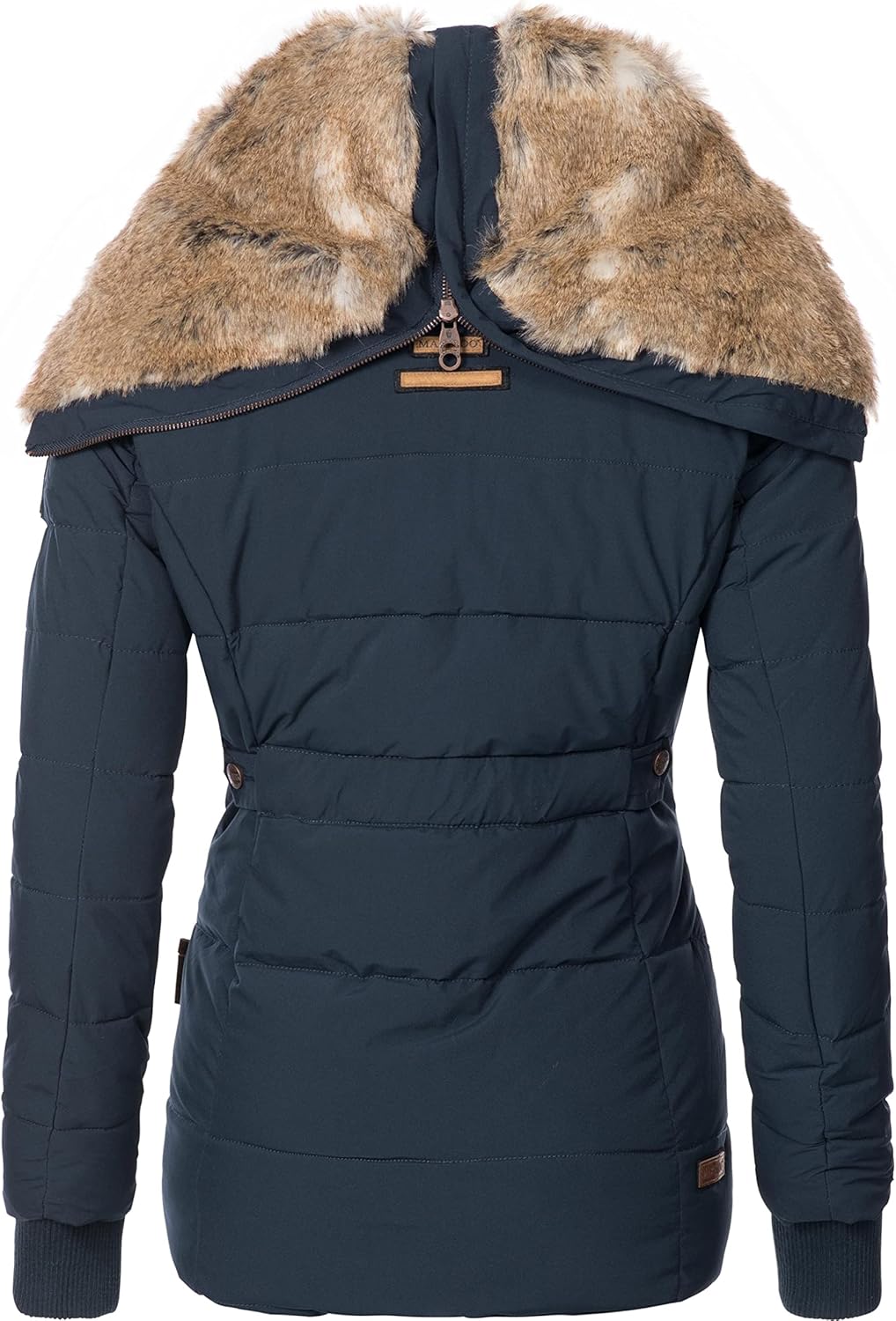 MARIKOO Damen Winterjacke warme Steppjacke mit Kunstfell Innenfutter Nekoo XS-3XL S Blau, S Blau
