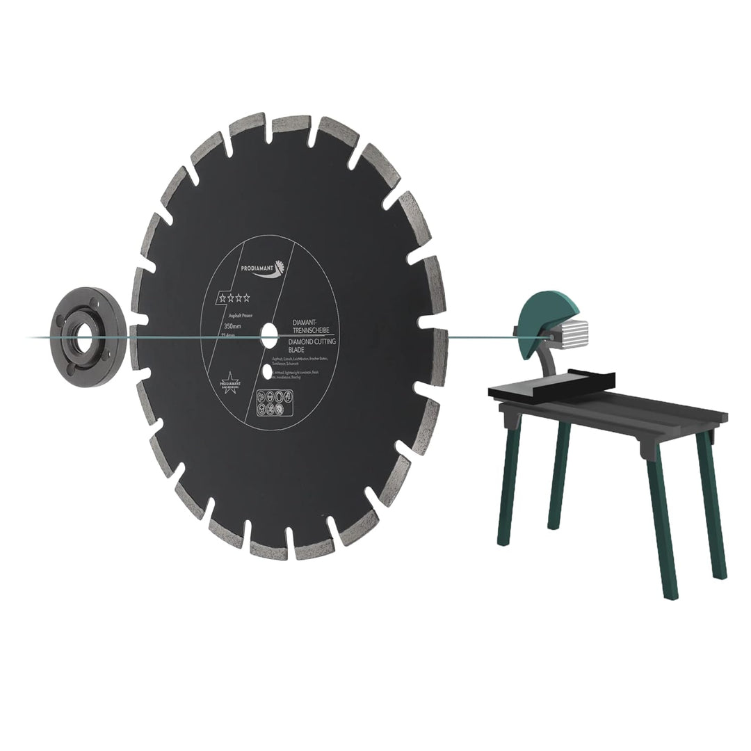 PRODIAMANT Asphalt Diamanttrennscheibe 350 mm x 25,4 mm Abrasive Diamantblocksegmente für Strassen,