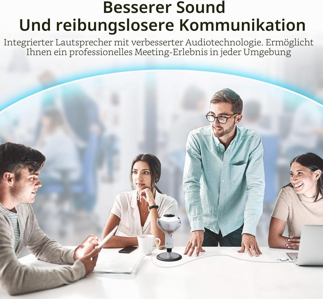 j5create 360 AI-Powered Meeting Webcam mit Freisprecheinrichtung, Smart-Tracking, Auto-Framing, 1080