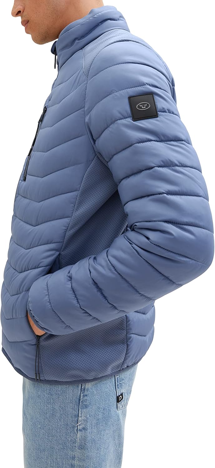 TOM TAILOR Herren 1036075 Hybrid Steppjacke mit Stehkragen (1er Pack) S 10877 - China Blue, S 10877