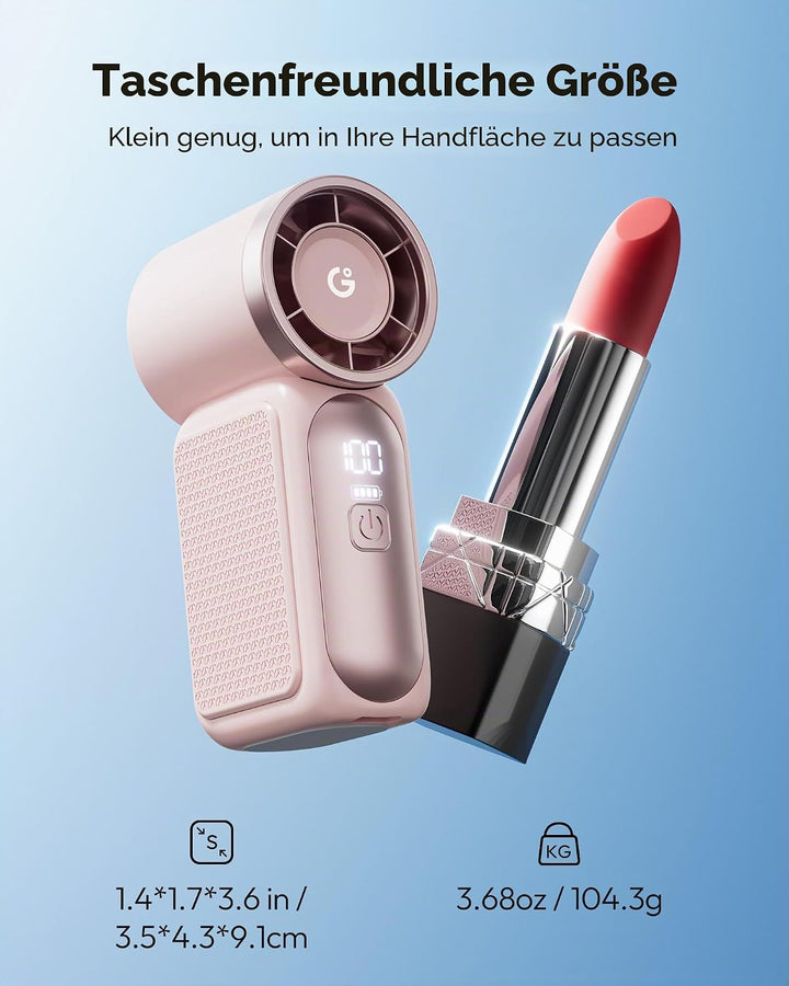 Gaiatop Tragbarer Mini-Handventilator, 6 Geschwindigkeiten, 16900 U/min, hohe Geschwindigkeit, persö