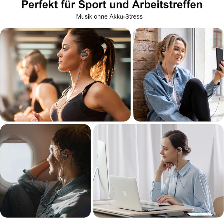 Open Ear Kopfhörer mit Kabel SportKopfhörer mit Verstellbarer Ohrbügel Mikrofon & Lautstärkeregler 3
