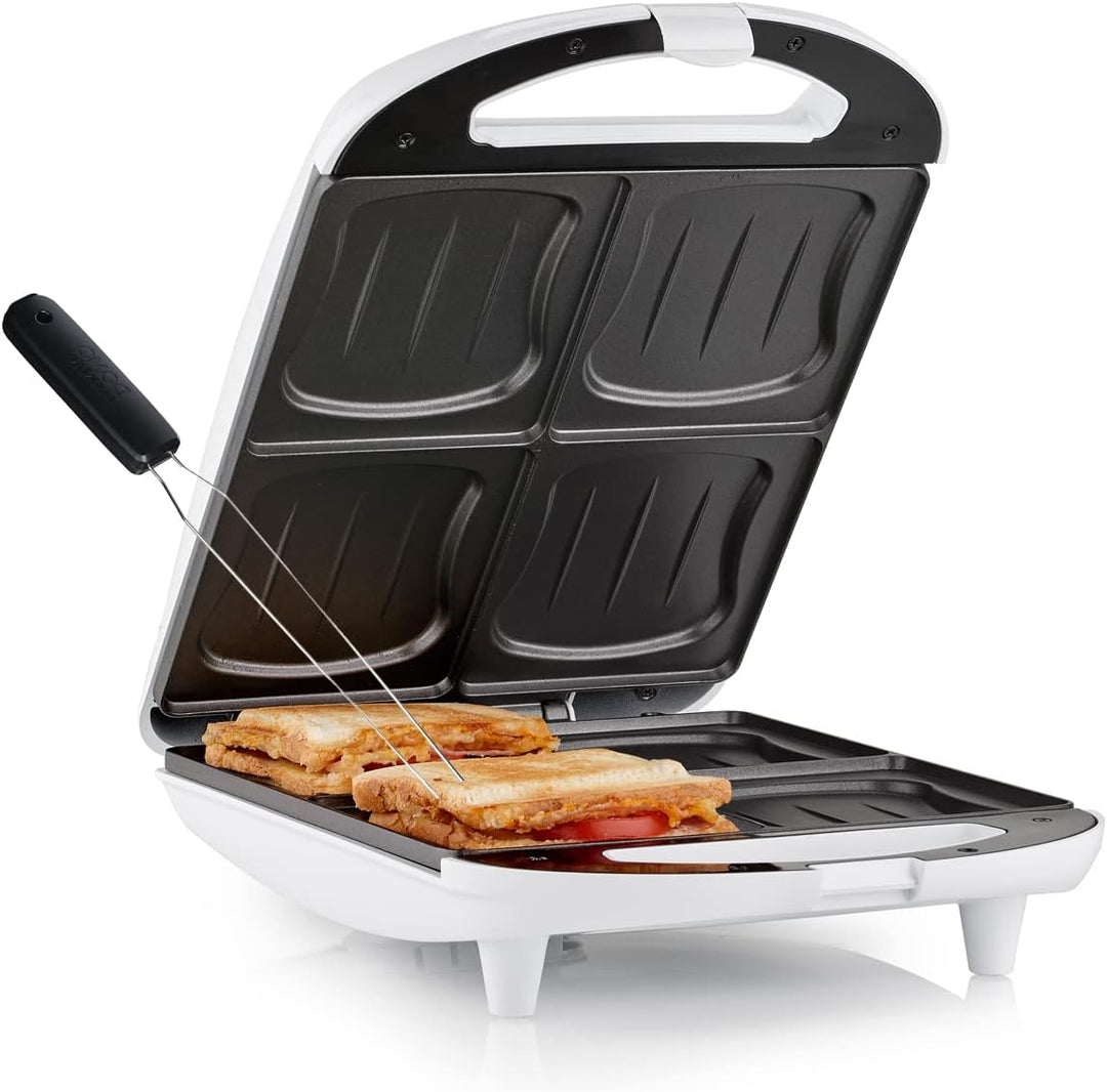 Grosser 4er Sandwichmaker Toaster für 4 Sandwiches 26x24cm, 1300Watt