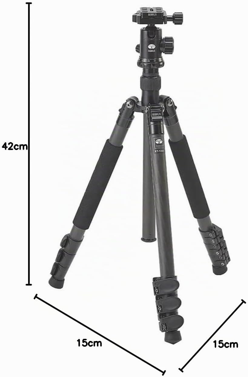 Sirui ET-1204/E-10 Easy Traveler Dreibeinstativ mit E-10 Kopf (Carbon, Höhe: 139 cm, Gewicht: 1,04kg