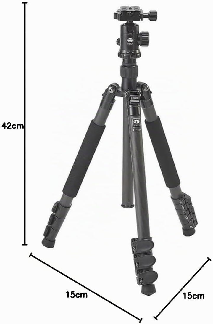 Sirui ET-1204/E-10 Easy Traveler Dreibeinstativ mit E-10 Kopf (Carbon, Höhe: 139 cm, Gewicht: 1,04kg