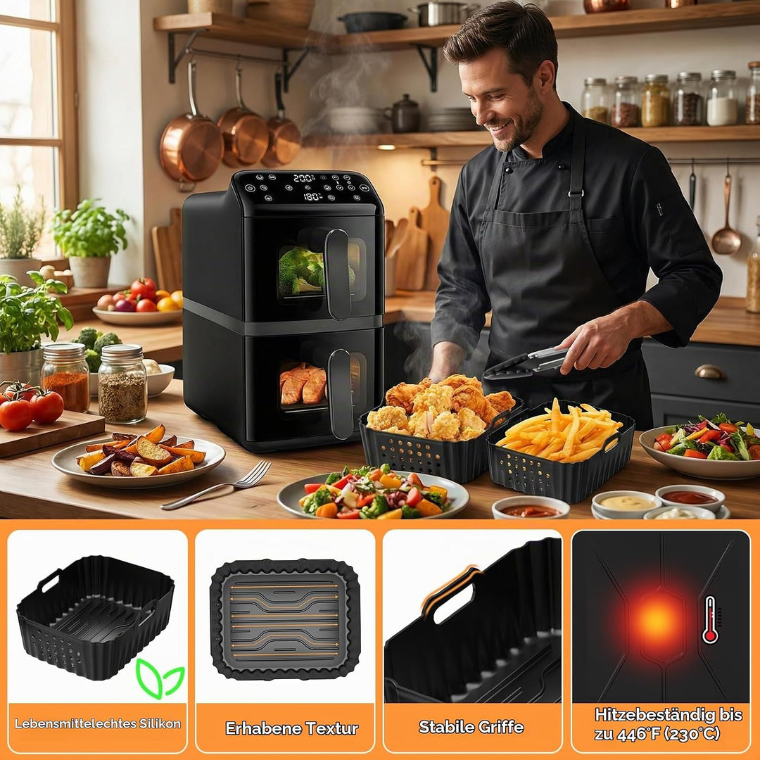 Airfryer Silikonform Heissluftfritteuse Zubehör für Philips Airfryer 4000 Series Stacked Dual Basket
