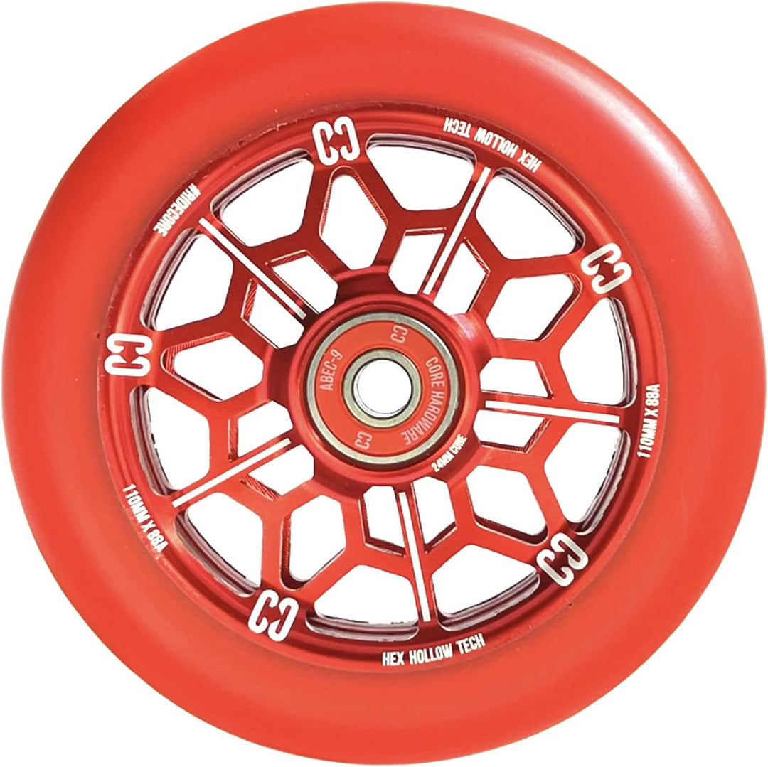 Scooters Core Hex Hollow Core Stunt-Scooter Wheel 110mm Trettroller Ersatz Rolle + Fantic26 Sticker