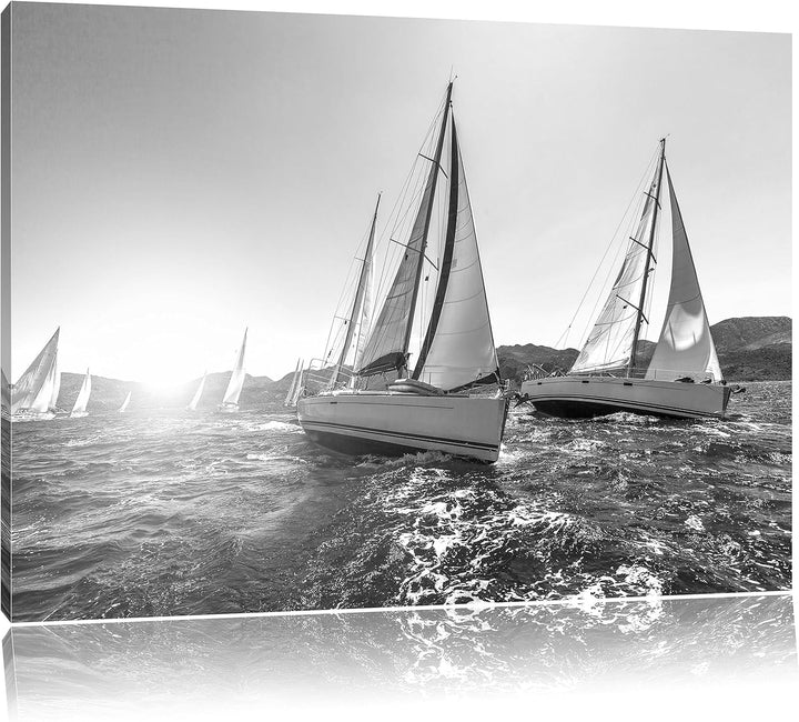 Pixxprint Luxusyachten bei Segelregatta als Leinwandbild/Grösse: 100x70 cm/Wandbild/Kunstdruck/ferti