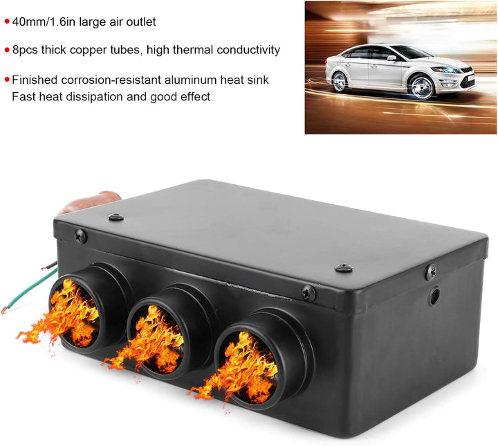 LICAEVEY 12V 50W Autoheizung und Entfroster, Schnelles Aufheizen mit 3 Luftauslässen Zum Entfrosten