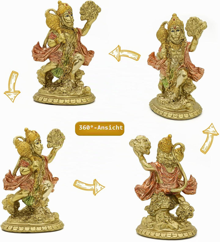 HinduGott fliegende HanumanStatue – kleine indische Idol Hanuman Murti Pooja Skulptur Indien Herrn F