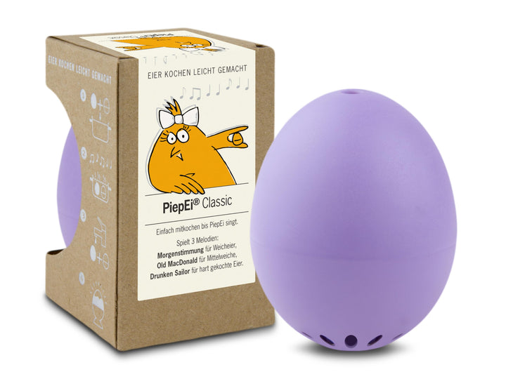PiepEi Classic Lila - Singende Eieruhr zum Mitkochen - Eierkocher für 3 Härtegrade - Piep Ei mit 3 M