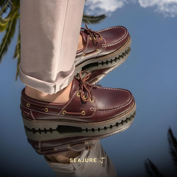 Seajure Herren Bootsschuhe Oran Bordeaux Leder 41 EU Bordeaux, 41 EU Bordeaux