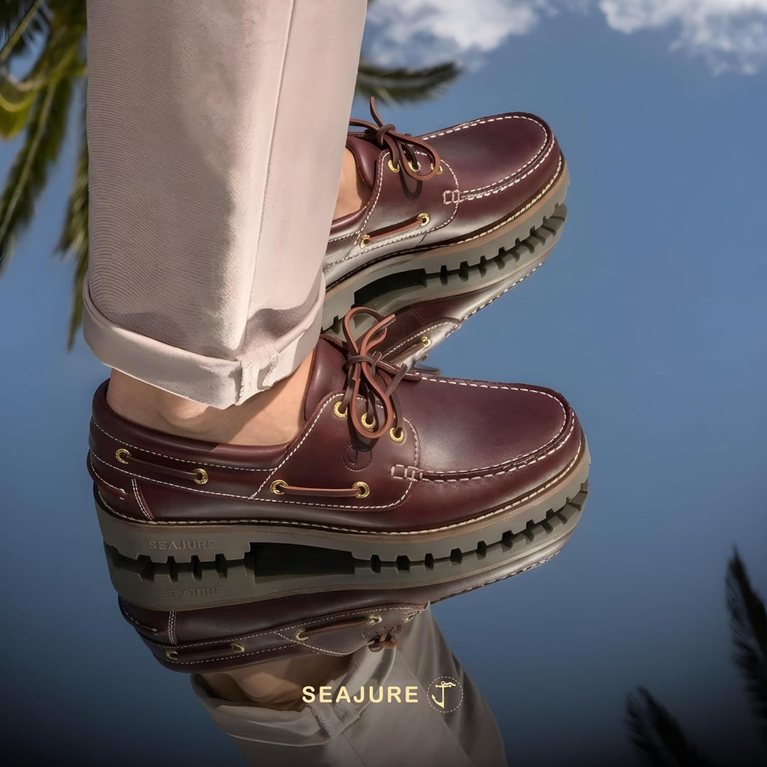 Seajure Herren Bootsschuhe Oran Bordeaux Leder, 39 EU