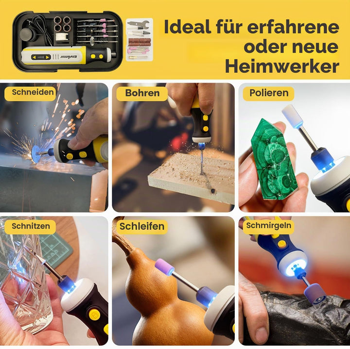 ENVENTOR Mini Multifunktionswerkzeug Akku, 8V Rotationswerkzeug mit 80 Zubehör, 5000-28000RPM, 5 Ein