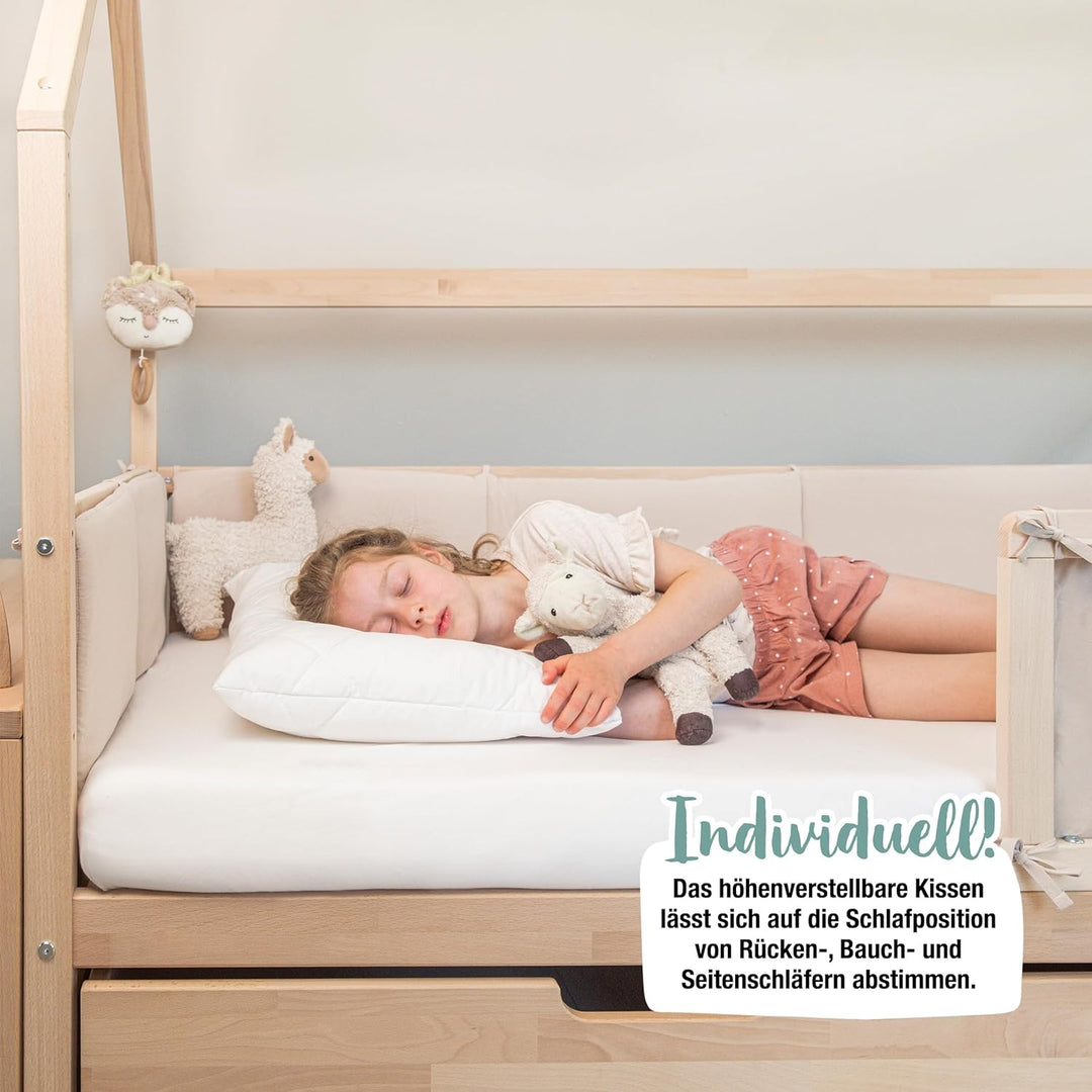 Ehrenkind® Höhenverstellbares Kopfkissen Nackenschmerzen | Oeko-TEX® Standard 100 | für Rücken- Bauc