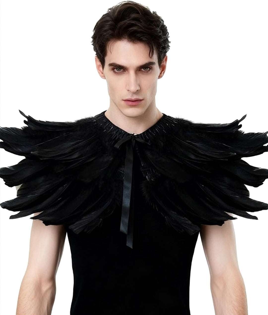 keland Gothic Feder Achselzucken Schal Poncho Halloween Party Kostüm Epauletten Fliege Krawatte Krag