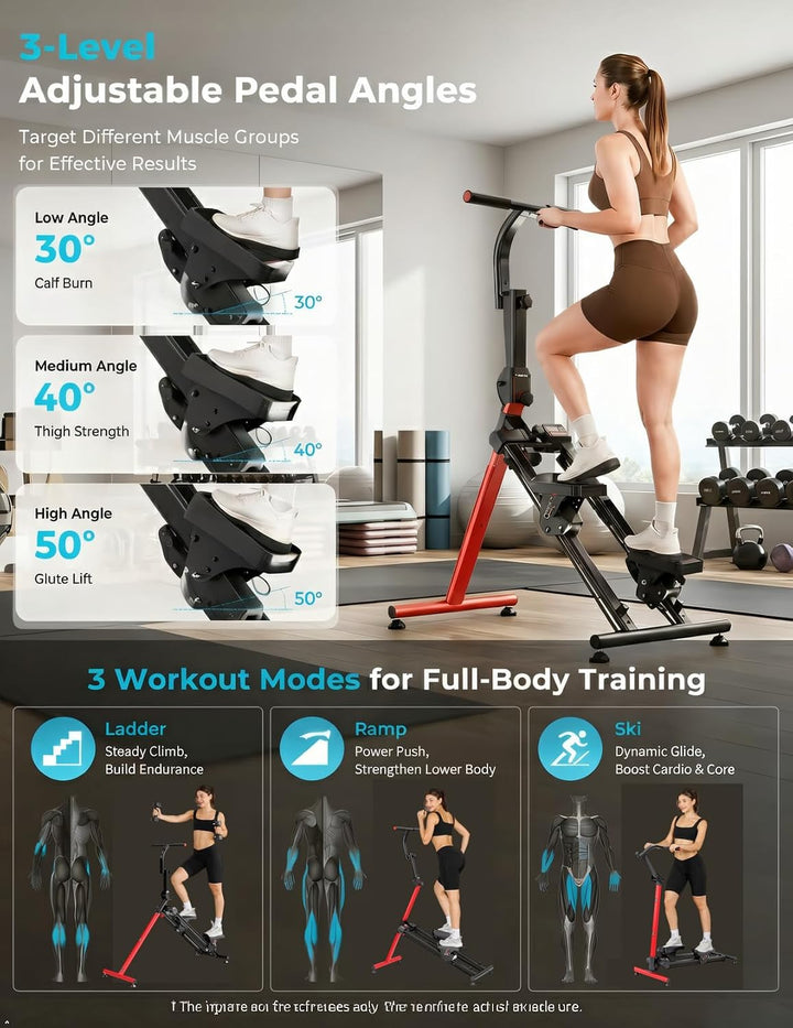 Treppenstepper Trainingsgerät, Verstellbarer Treppensteiger mit 3 Workout-Modi, klappbarer Cardio-St