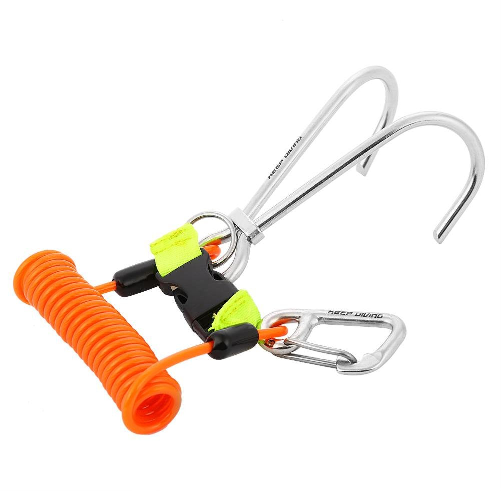 Tauchen Riffhaken, Edelstahl Reef Doppelhaken Scuba Drift Hook Tauchzubehör mit D-Ring Orange, Orang