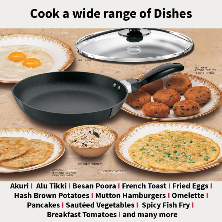 HAWKINS Futura Non-Stick Frying Pan with Glass Lid, 26 cm