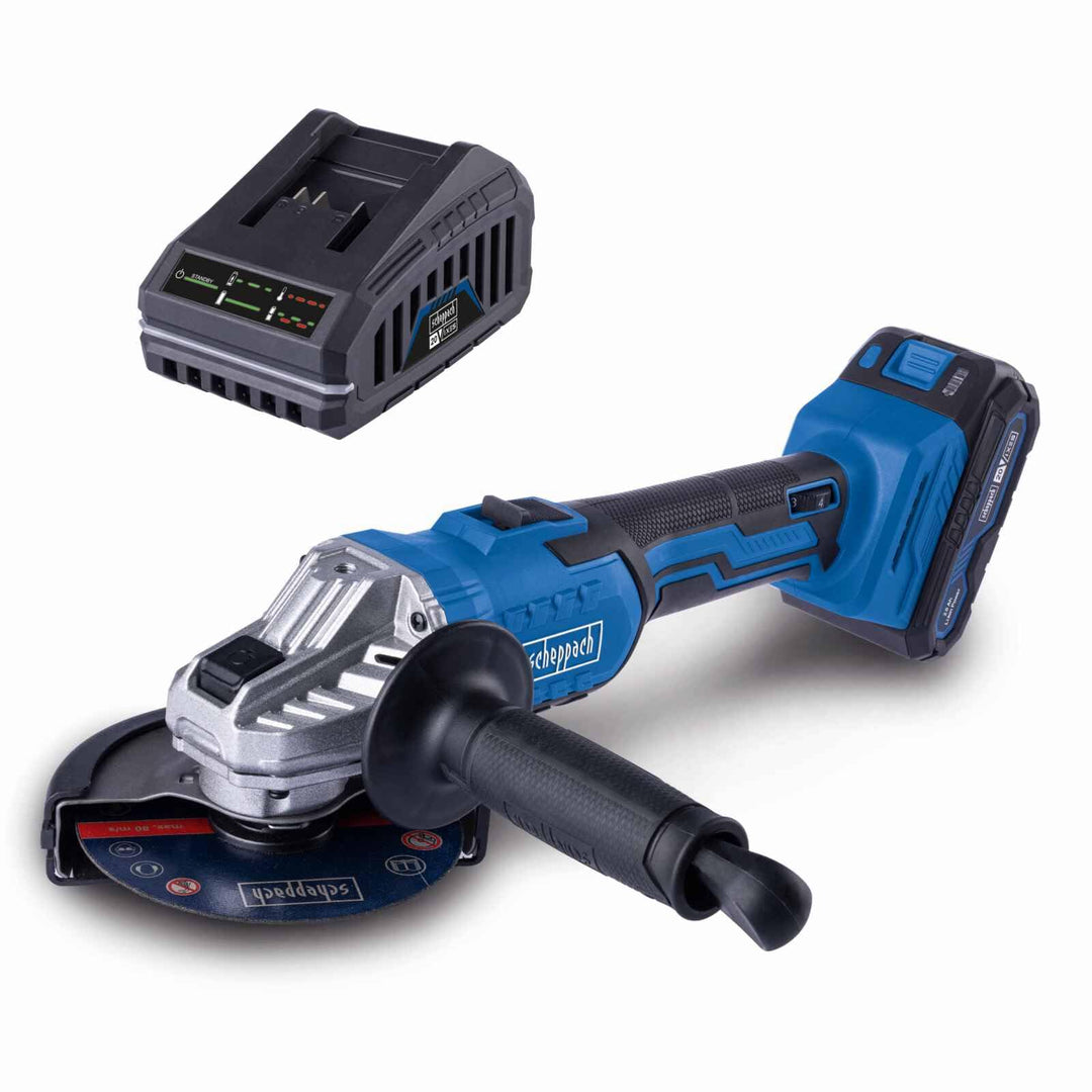 Scheppach Akku Winkelschleifer C-AG125-X | Schleifscheiben-Ø 125mm | Drehzahl 2500‒10000 min-1 in 6