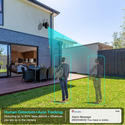 Ctronics PTZ Überwachungskamera Aussen WLAN, 1080P Kabellose WiFi IP Kamera Outdoor mit Automatische