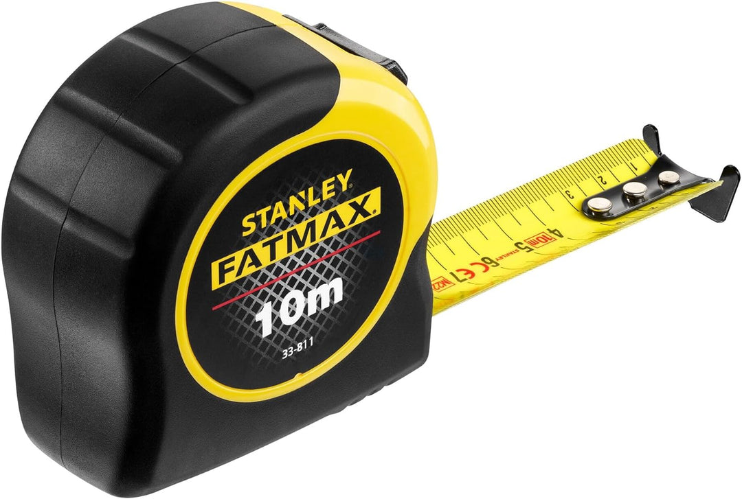 Stanley FatMax Bandmass Blade Armor (10 m Länge, Feststeller, automatischer Rücklauf, Gürtelclip, Dy