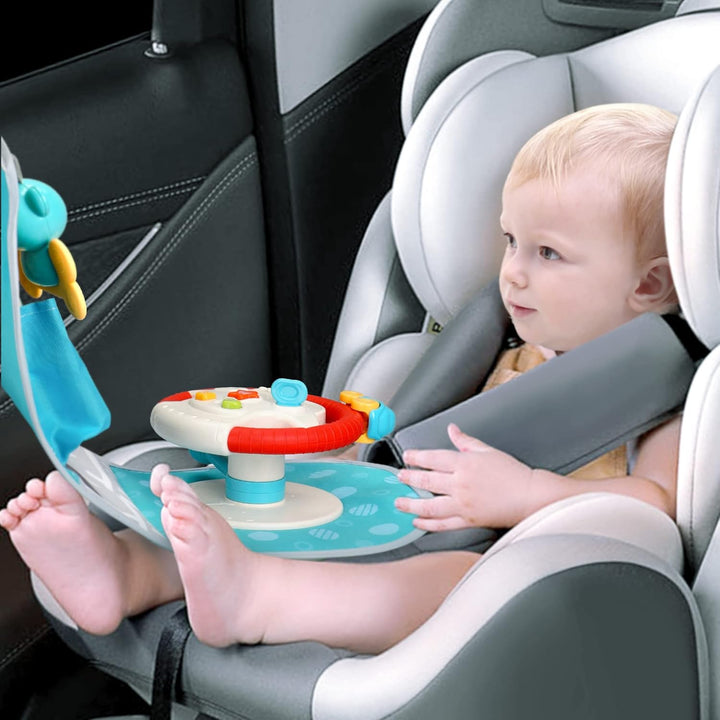 caterbee Autositzspielzeug mit Lenkradmitte für Spiel und Kick (Steering Wheel), Steering Wheel