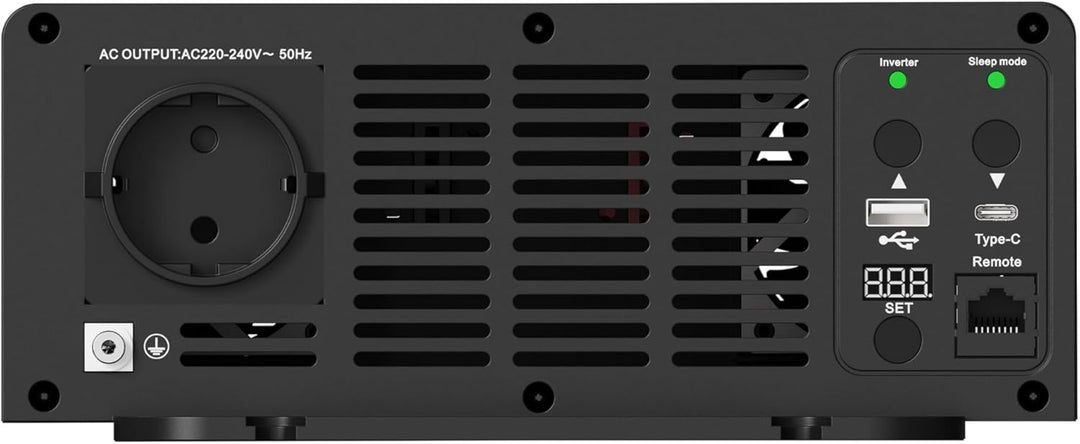 WATTSTUNDE Tara Sync Base 800W Wechselrichter, Reiner Sinus 12V auf 230V, Spannungswandler mit USB f