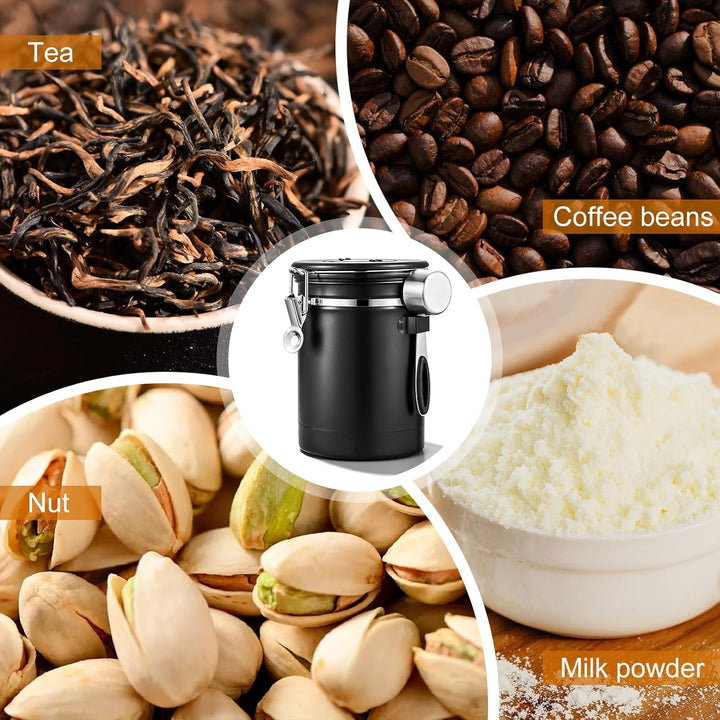 Kaffeedose Luftdicht, 2,8 L Kaffeebohnen Behälter aus Edelstahl Kaffeedose Luftdicht 1kg Bohnen Vaku
