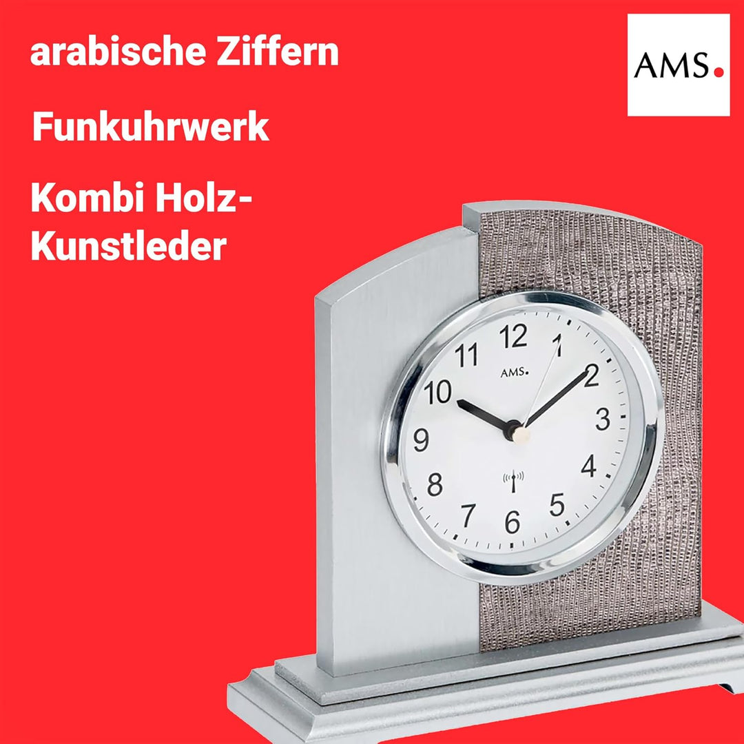 AMS Moderne Tischuhr mit Funkwerk, Batterie betrieben - Modern Style Collatina- 5144