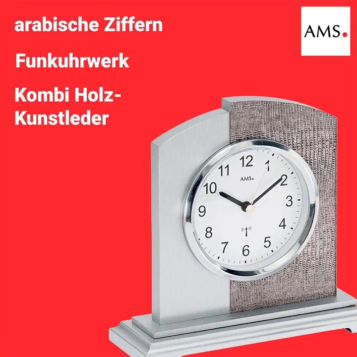 AMS Moderne Tischuhr mit Funkwerk, Batterie betrieben - Modern Style Collatina- 5144